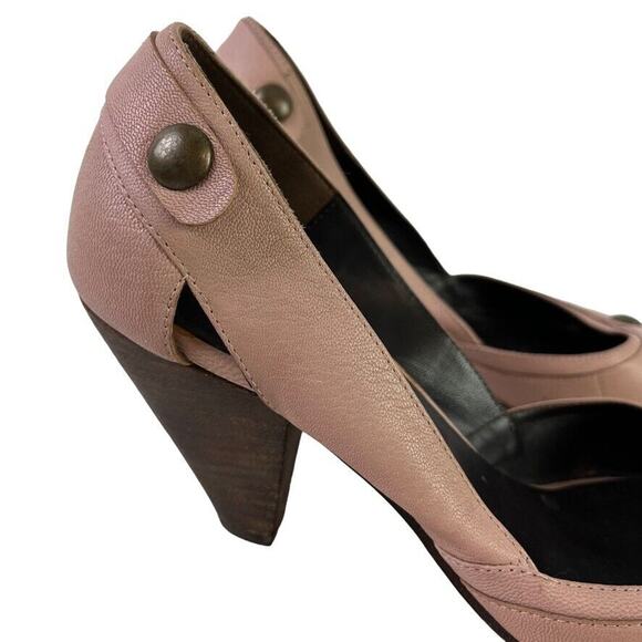 Joe Sanchez Womens Blush Leather Pumps Studded Chunky Heels Point Toe Shoes 40/9 - Picture 13 of 16